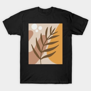 Minimal Modern  Abstract Shapes Abstract Leaf Warm Tones  Pattern T-Shirt